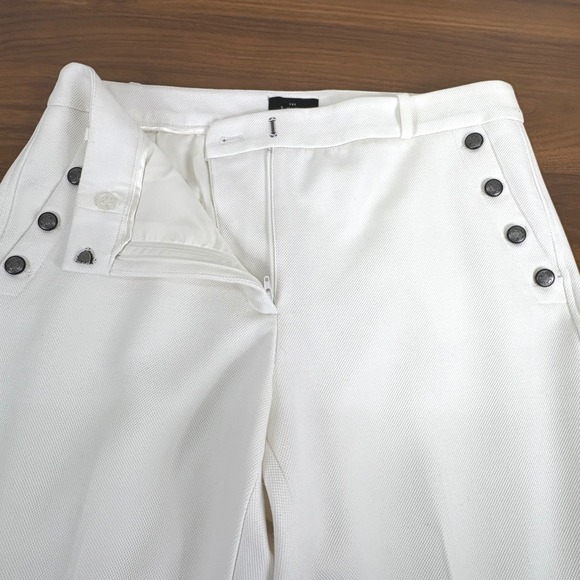 WHITE HOUSE BLACK MARKET The BOOT Womens Sailor Button Flare Pants White Size 10 - Picture 4 of 16